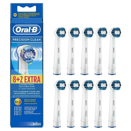 Precision Clean Replacement Rechargeable Toothbrush Heads for Oral-B Braun (10 Count) - German Packaging