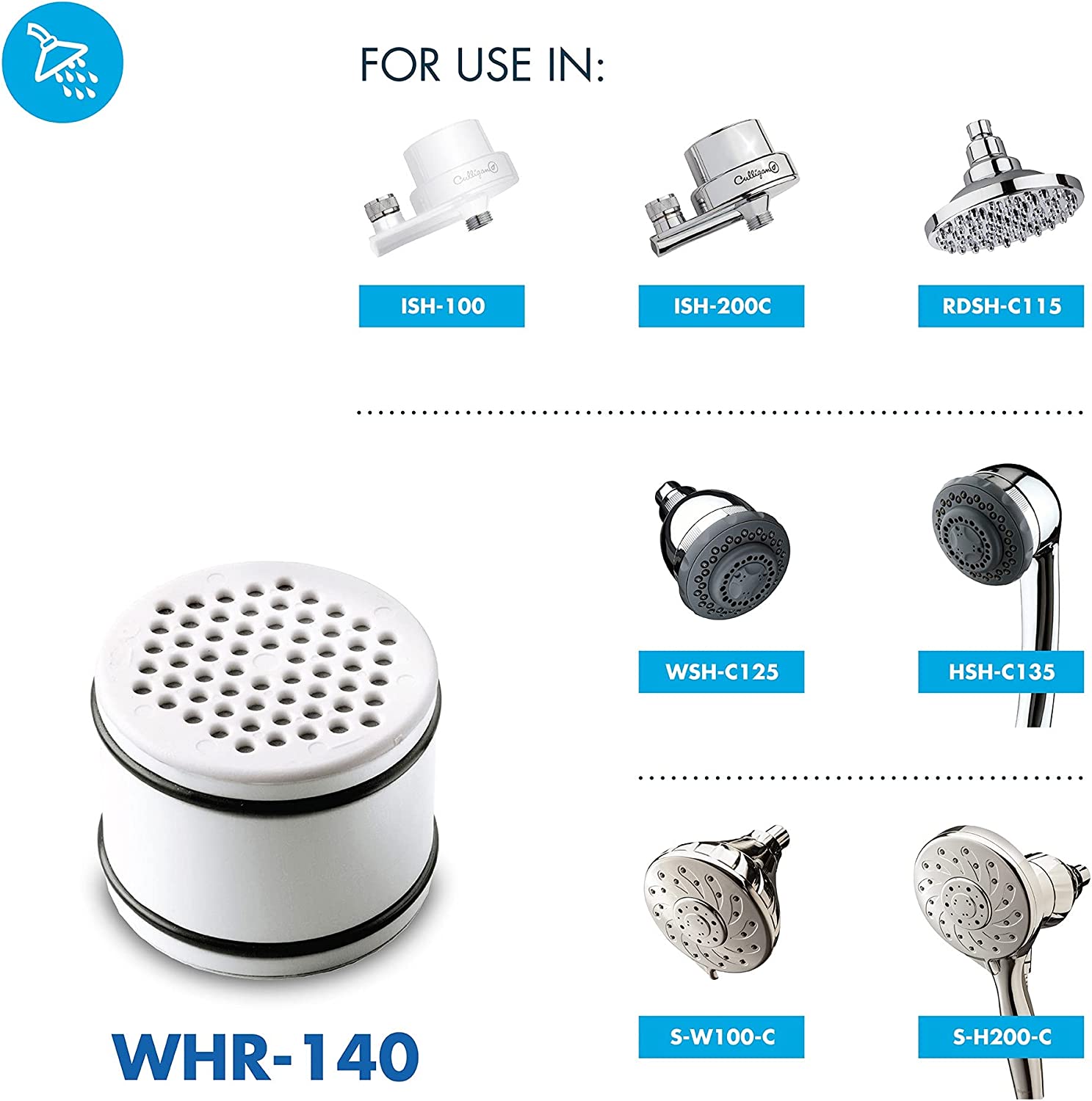Culligan WHR-140 WTR Filtration Cartridge Shower Filter (Pack of 1)