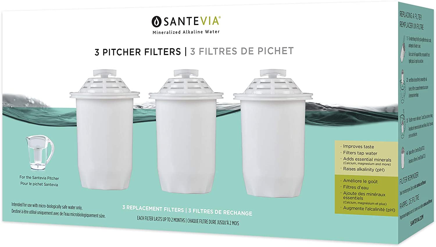 Santevia Water Systems Pitcher Filter / Pack of 3 / White