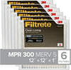 Filtrete 12x12x1, AC Furnace Air Filter, MPR 300, Clean Living Basic Dust, 6-Pack